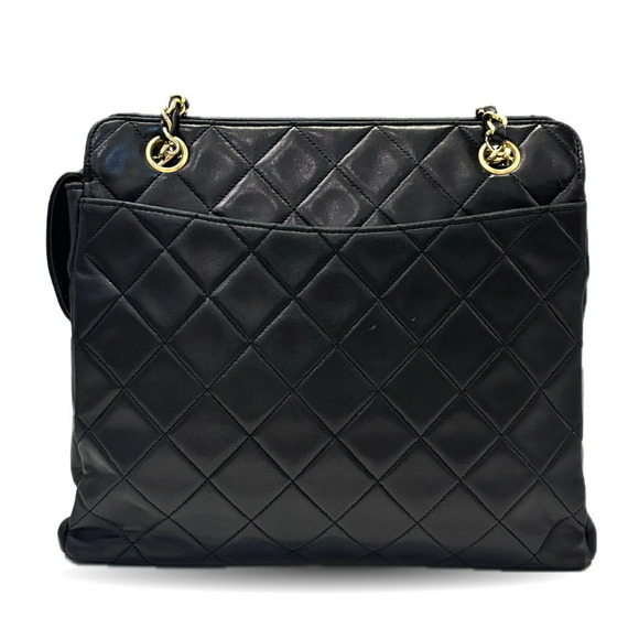 CHANEL Black Lambskin Leather Shoulder Bag - Picture 2 of 8